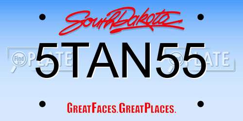 5TAN55 South Dakota License Plate