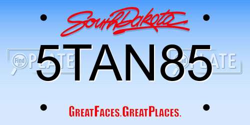 5TAN85 South Dakota License Plate