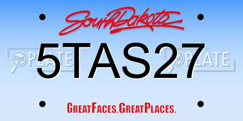5TAS27 South Dakota License Plate
