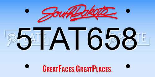 5TAT658 South Dakota License Plate