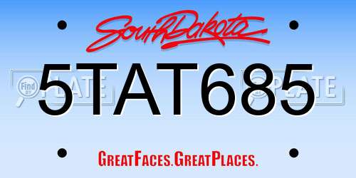5TAT685 South Dakota License Plate
