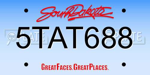 5TAT688 South Dakota License Plate