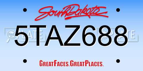 5TAZ688 South Dakota License Plate