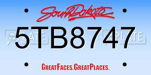 5TB8747 South Dakota License Plate