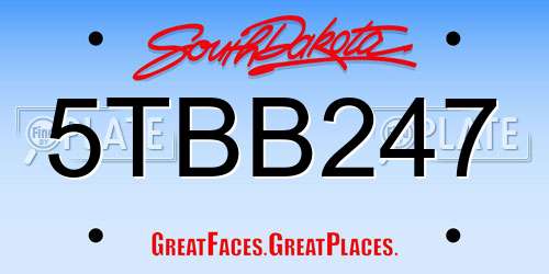 5TBB247 South Dakota License Plate