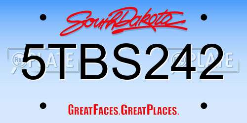 5TBS242 South Dakota License Plate