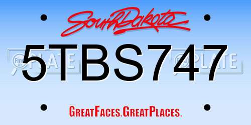 5TBS747 South Dakota License Plate