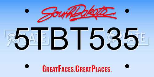 5TBT535 South Dakota License Plate