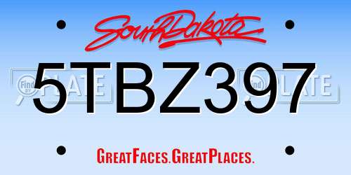 5TBZ397 South Dakota License Plate