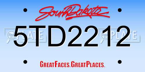 5TD2212 South Dakota License Plate