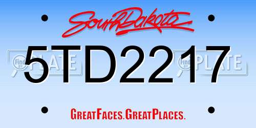 5TD2217 South Dakota License Plate