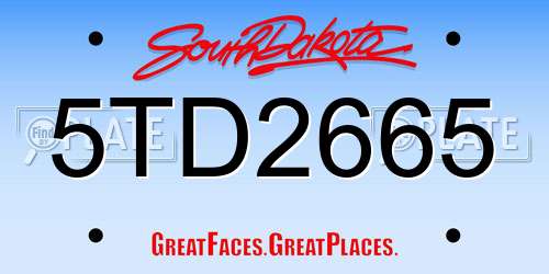 5TD2665 South Dakota License Plate