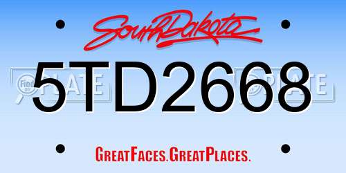 5TD2668 South Dakota License Plate