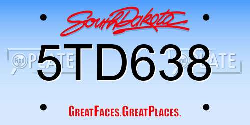 5TD638 South Dakota License Plate
