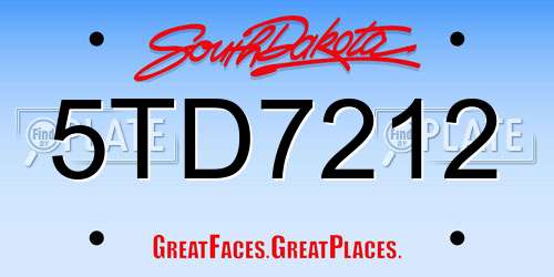 5TD7212 South Dakota License Plate