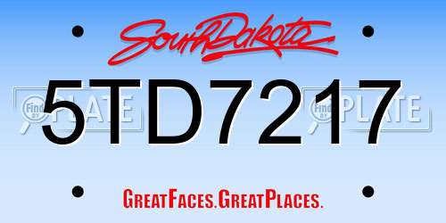 5TD7217 South Dakota License Plate