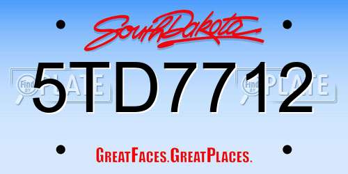 5TD7712 South Dakota License Plate