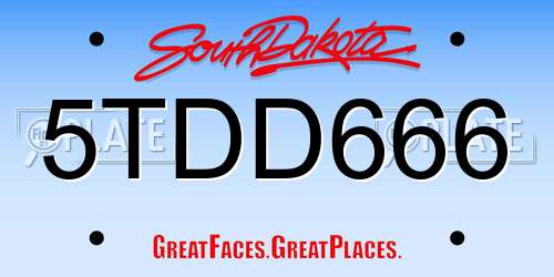 5TDD666 South Dakota License Plate