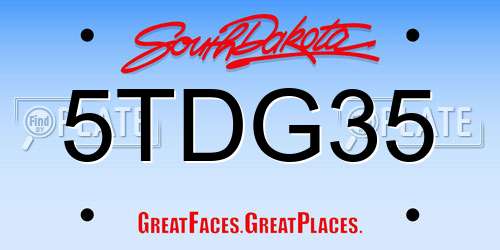 5TDG35 South Dakota License Plate