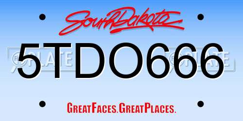 5TDO666 South Dakota License Plate
