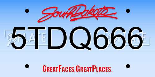 5TDQ666 South Dakota License Plate