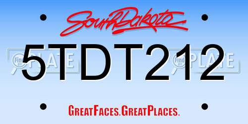 5TDT212 South Dakota License Plate