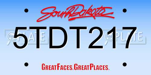 5TDT217 South Dakota License Plate