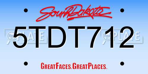 5TDT712 South Dakota License Plate