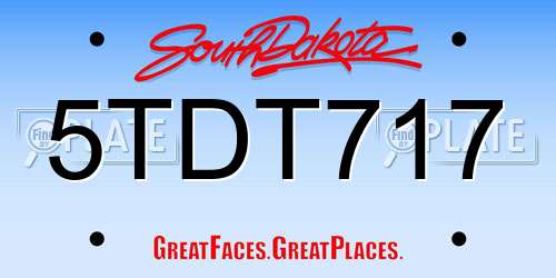 5TDT717 South Dakota License Plate