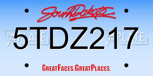 5TDZ217 South Dakota License Plate