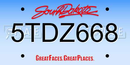 5TDZ668 South Dakota License Plate