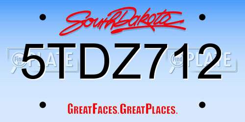 5TDZ712 South Dakota License Plate