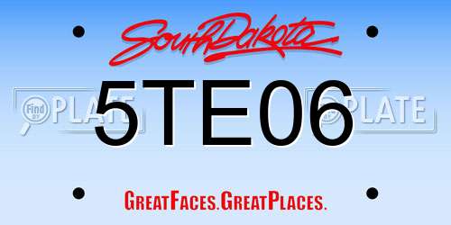 5TE06 South Dakota License Plate