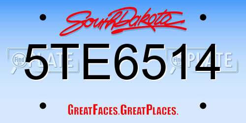 5TE6514 South Dakota License Plate