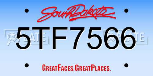 5TF7566 South Dakota License Plate