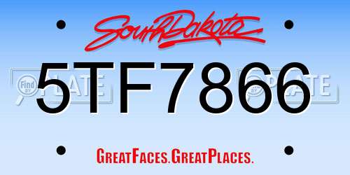 5TF7866 South Dakota License Plate