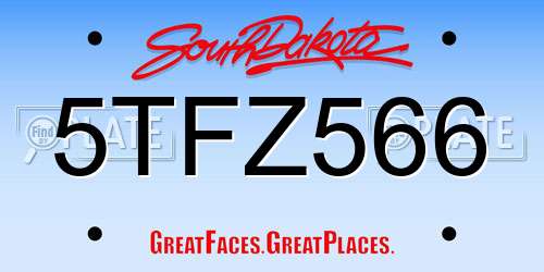 5TFZ566 South Dakota License Plate