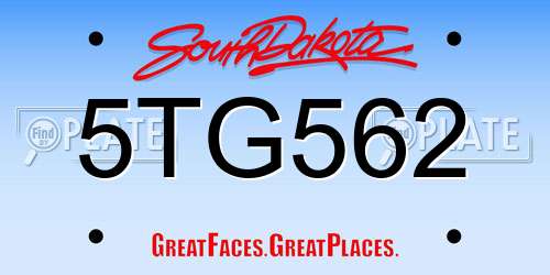 5TG562 South Dakota License Plate