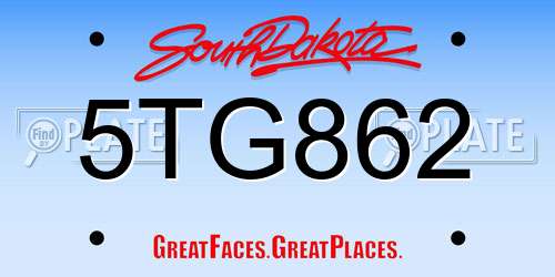 5TG862 South Dakota License Plate
