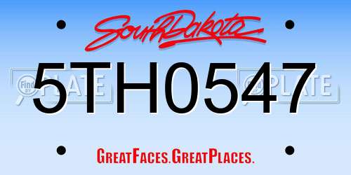 5TH0547 South Dakota License Plate