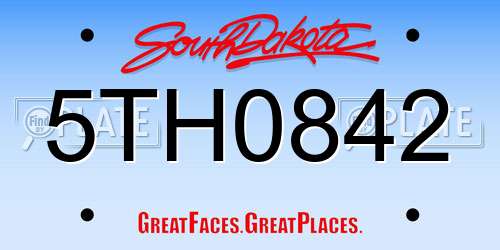 5TH0842 South Dakota License Plate
