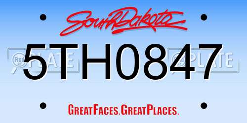 5TH0847 South Dakota License Plate