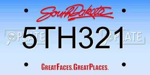 5TH321 South Dakota License Plate
