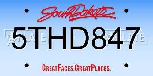 5THD847 South Dakota License Plate