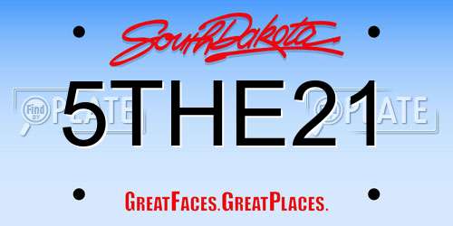 5THE21 South Dakota License Plate