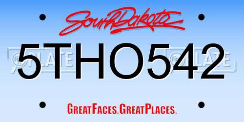 5THO542 South Dakota License Plate