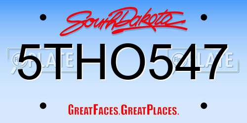 5THO547 South Dakota License Plate