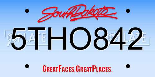 5THO842 South Dakota License Plate