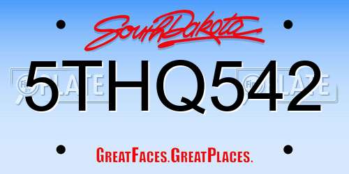 5THQ542 South Dakota License Plate