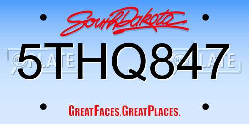 5THQ847 South Dakota License Plate